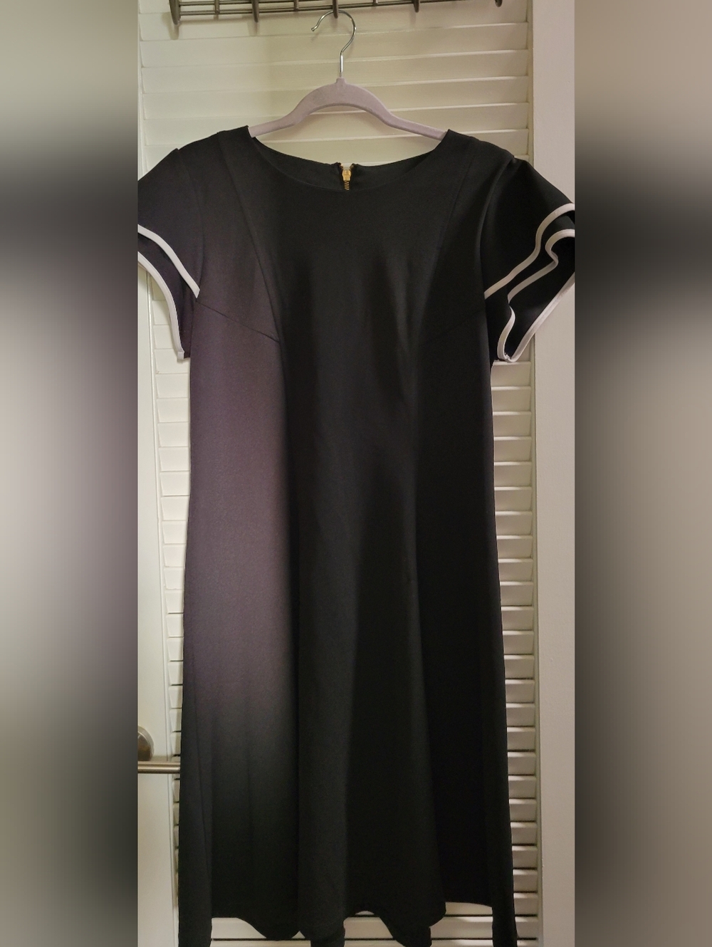 Shelby & Palmer Black Midi Dress with White Trim